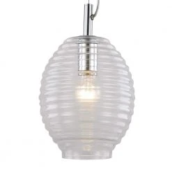 1-Light Polished Chrome Hanging Mini Kitchen Pendant Light with Clear Bee Hive Glass by Bel Air Lighting -GlowNest Shop polished chrome bel air lighting pendant lights pnd 962 cl c3 1000