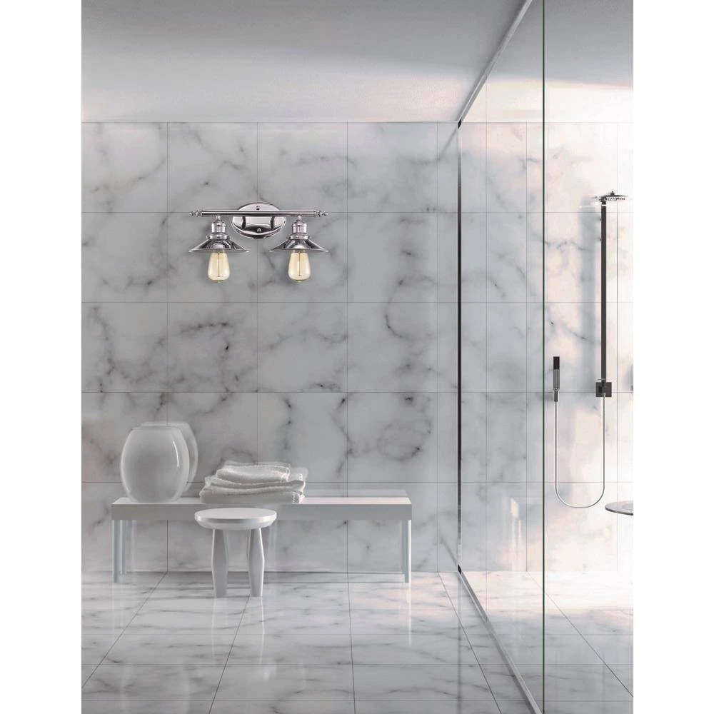 Griswald 2-Light Polished Chrome Bathroom Vanity Light Fixture with Metal Shades by Bel Air Lighting 8 Griswald 2-Light Polished Chrome Bathroom Vanity Light Fixture with Metal Shades by Bel Air Lighting - Image 6