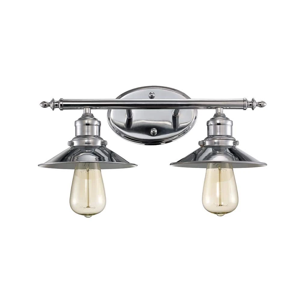 Griswald 2-Light Polished Chrome Bathroom Vanity Light Fixture with Metal Shades by Bel Air Lighting 3 Griswald 2-Light Polished Chrome Bathroom Vanity Light Fixture with Metal Shades by Bel Air Lighting