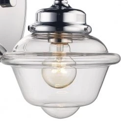 Smith 1-Light Polished Chrome Wall Sconce Light Fixture with Clear Glass Shade by Bel Air Lighting -GlowNest Shop polished chrome bel air lighting vanity lighting 21181 pc 4f 1000