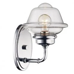 Smith 1-Light Polished Chrome Wall Sconce Light Fixture with Clear Glass Shade by Bel Air Lighting -GlowNest Shop polished chrome bel air lighting vanity lighting 21181 pc c3 1000