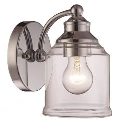 Agoura 5 in. 1-Light Polished Chrome Wall Sconce Light Fixture with Clear Glass Shade by Bel Air Lighting
