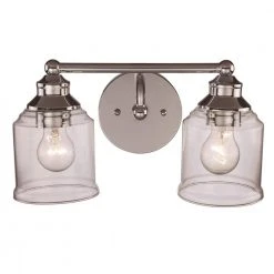 Agoura 14.25 in. 2-Light Polished Chrome Bathroom Vanity Light Fixture with Clear Glass Shades by Bel Air Lighting