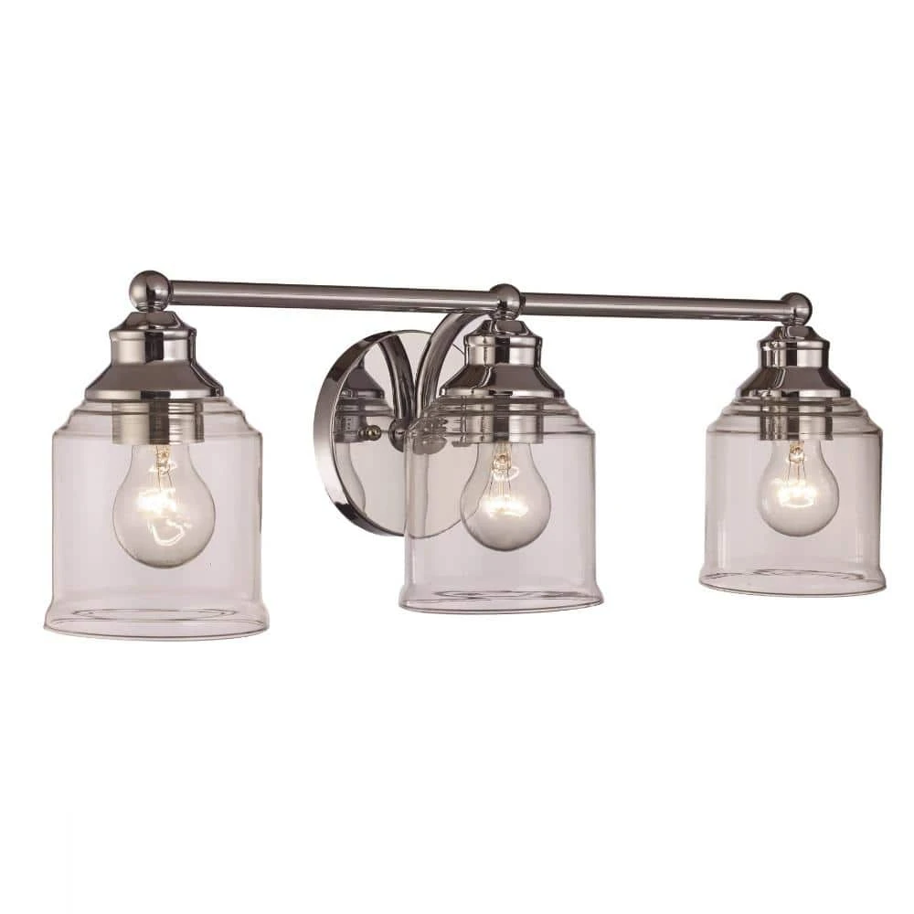 Agoura 23 in. 3-Light Polished Chrome Bathroom Vanity Light Fixture with Clear Glass Shades by Bel Air Lighting 3 Agoura 23 in. 3-Light Polished Chrome Bathroom Vanity Light Fixture with Clear Glass Shades by Bel Air Lighting
