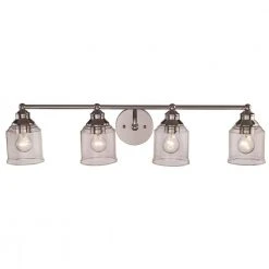 Agoura 32 in. 4-Light Polished Chrome Bathroom Vanity Light Fixture with Clear Glass Shades by Bel Air Lighting