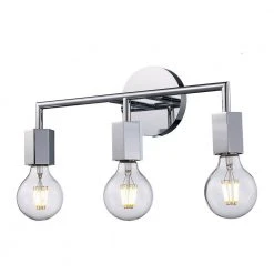 Placerville 16 in. 3-Light Polished Chrome Bathroom Vanity Light Fixture with Geometric Socket by Bel Air Lighting -GlowNest Shop polished chrome bel air lighting vanity lighting 22233 pc 4f 1000