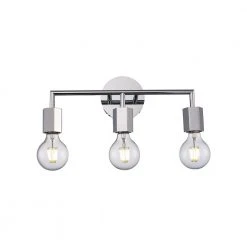 Placerville 16 in. 3-Light Polished Chrome Bathroom Vanity Light Fixture with Geometric Socket by Bel Air Lighting