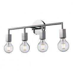 Placerville 21.5 in. 4-Light Polished Chrome Bathroom Vanity Light Fixture with Geometric Socket by Bel Air Lighting -GlowNest Shop polished chrome bel air lighting vanity lighting 22234 pc 4f 1000