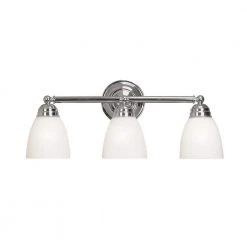 Ardmore 3-Light Polished Chrome Bathroom Vanity Light Fixture with Frosted Glass Shades by Bel Air Lighting
