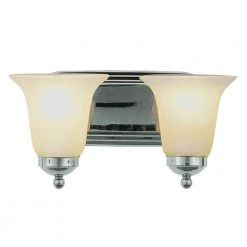 Cabernet Collection 2-Light Polished Chrome Bathroom Vanity Light Fixture with White Marbleized Shade by Bel Air Lighting