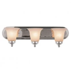 Cabernet Collection 3-Light Polished Chrome Bathroom Vanity Light Fixture with White Marbleized Shade by Bel Air Lighting