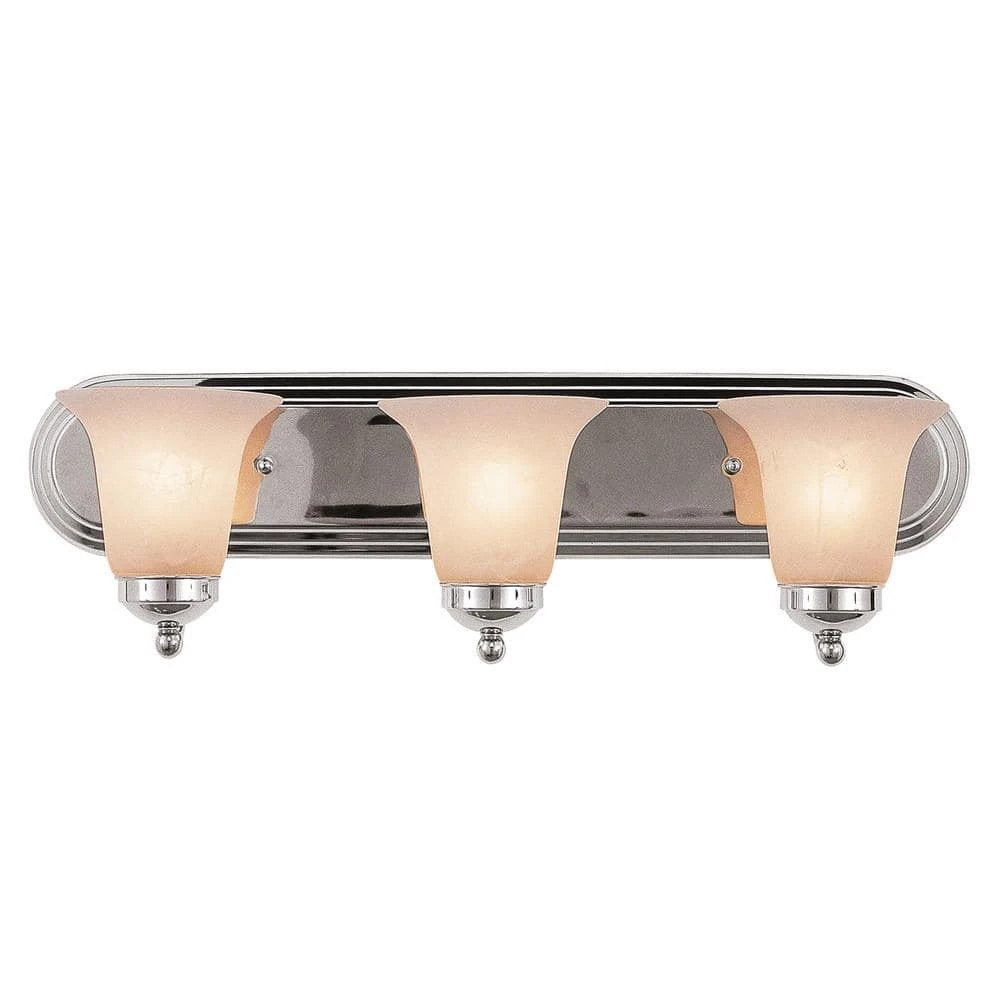 Cabernet Collection 3-Light Polished Chrome Bathroom Vanity Light Fixture with White Marbleized Shade by Bel Air Lighting 3 Cabernet Collection 3-Light Polished Chrome Bathroom Vanity Light Fixture with White Marbleized Shade by Bel Air Lighting