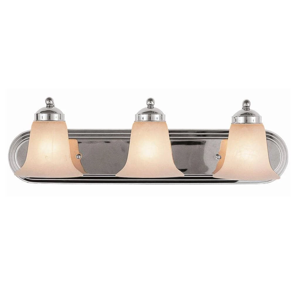 Cabernet Collection 3-Light Polished Chrome Bathroom Vanity Light Fixture with White Marbleized Shade by Bel Air Lighting 6 Cabernet Collection 3-Light Polished Chrome Bathroom Vanity Light Fixture with White Marbleized Shade by Bel Air Lighting - Image 4