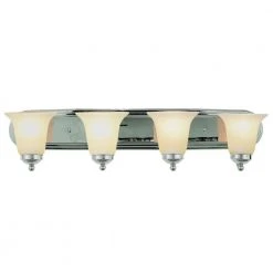 Cabernet Collection 4-Light Polished Chrome Bathroom Vanity Light Fixture with White Marbleized Shades by Bel Air Lighting
