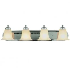 Cabernet Collection 4-Light Polished Chrome Bathroom Vanity Light Fixture with White Marbleized Shades by Bel Air Lighting -GlowNest Shop polished chrome bel air lighting vanity lighting 3504 pc c3 1000
