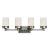 Fusion 4-Light Polished Chrome Bathroom Vanity Light Fixture with Frosted Glass Shades by Bel Air Lighting