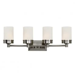 Fusion 4-Light Polished Chrome Bathroom Vanity Light Fixture with Frosted Glass Shades by Bel Air Lighting
