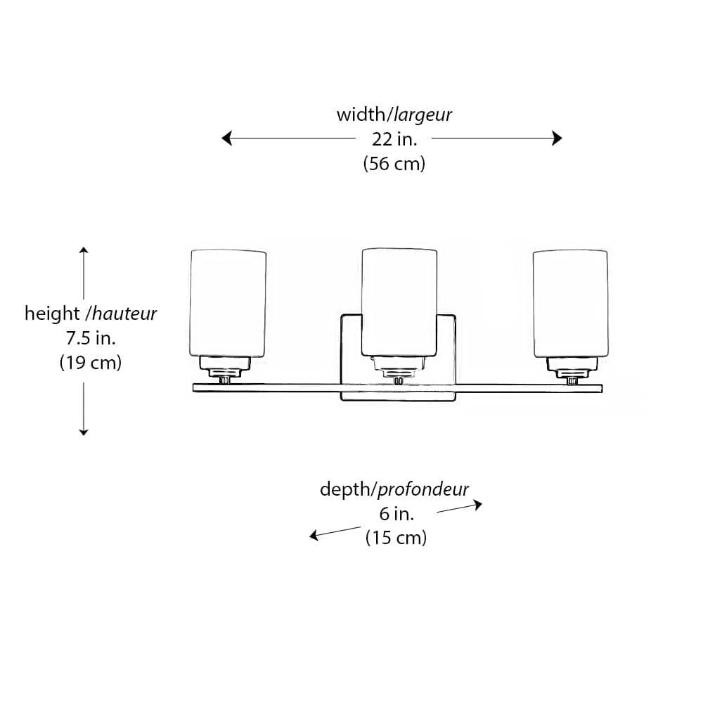 Mod Pod 22 in. 3-Light Polished Chrome Bathroom Vanity Light Fixture with Frosted Glass Cylinder Shades by Bel Air Lighting 5 Mod Pod 22 in. 3-Light Polished Chrome Bathroom Vanity Light Fixture with Frosted Glass Cylinder Shades by Bel Air Lighting - Image 3