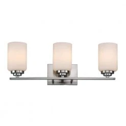 Mod Pod 22 in. 3-Light Polished Chrome Bathroom Vanity Light Fixture with Frosted Glass Cylinder Shades by Bel Air Lighting