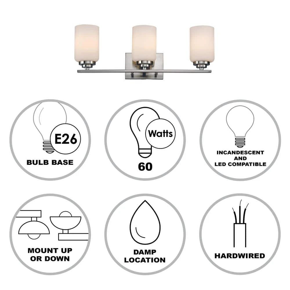 Mod Pod 22 in. 3-Light Polished Chrome Bathroom Vanity Light Fixture with Frosted Glass Cylinder Shades by Bel Air Lighting 4 Mod Pod 22 in. 3-Light Polished Chrome Bathroom Vanity Light Fixture with Frosted Glass Cylinder Shades by Bel Air Lighting - Image 2