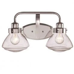 Colorado 17.5 in. 2-Light Polished Chrome Bathroom Vanity Light Fixture with Seeded Glass Schoolhouse Shades by Bel Air Lighting