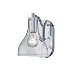 1-Light Polished Chrome Bathroom Vanity Light Fixture with Clear Glass Shade by Bel Air Lighting