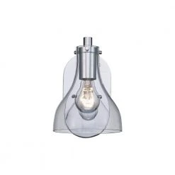 1-Light Polished Chrome Bathroom Vanity Light Fixture with Clear Glass Shade by Bel Air Lighting -GlowNest Shop polished chrome bel air lighting vanity lighting 71691 pc c3 1000
