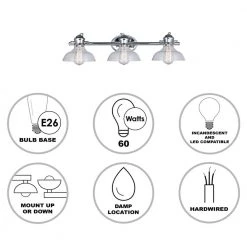 3-Light Polished Chrome Bathroom Vanity Light Fixture Set with Towel Hooks, Robe Hook, and Tissue Holder by Bel Air Lighting -GlowNest Shop polished chrome bel air lighting vanity lighting dc c3895 4f 1000