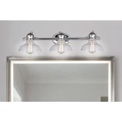 3-Light Polished Chrome Bathroom Vanity Light Fixture Set with Towel Hooks, Robe Hook, and Tissue Holder by Bel Air Lighting -GlowNest Shop polished chrome bel air lighting vanity lighting dc c3895 c3 1000
