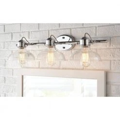 3-Light Polished Chrome Bathroom Vanity Light Fixture Set with Towel Hooks, Robe Hook, and Tissue Holder by Bel Air Lighting -GlowNest Shop polished chrome bel air lighting vanity lighting dc c3895 fa 1000