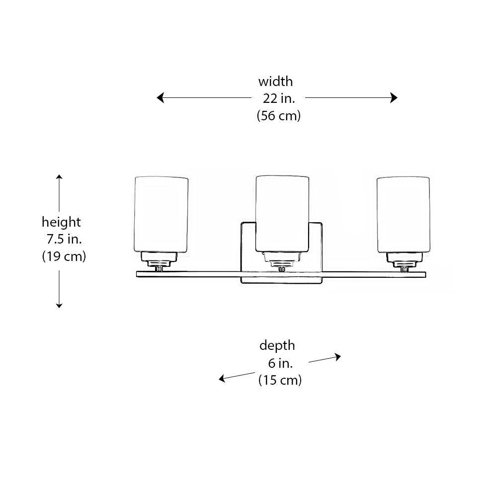 Mod Pod 22 in. 3-Light Polished Chrome CFL Bathroom Vanity Light Fixture with Frosted Glass Cylinder Shades by Bel Air Lighting 7 Mod Pod 22 in. 3-Light Polished Chrome CFL Bathroom Vanity Light Fixture with Frosted Glass Cylinder Shades by Bel Air Lighting - Image 5
