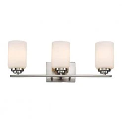 Mod Pod 22 in. 3-Light Polished Chrome CFL Bathroom Vanity Light Fixture with Frosted Glass Cylinder Shades by Bel Air Lighting