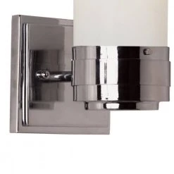 Fusion 1-Light Polished Chrome Wall Sconce Light Fixture with Frosted Glass Shade by Bel Air Lighting -GlowNest Shop polished chrome bel air lighting wall sconces 2912 pc c3 1000