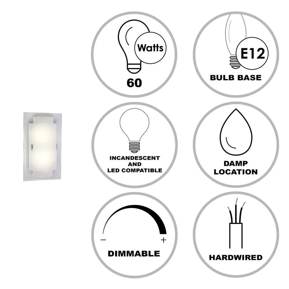 Noelle 2-Light Polished Chrome Wall Sconce Light Fixture with Frosted Glass Shade by Bel Air Lighting 10 Noelle 2-Light Polished Chrome Wall Sconce Light Fixture with Frosted Glass Shade by Bel Air Lighting - Image 8