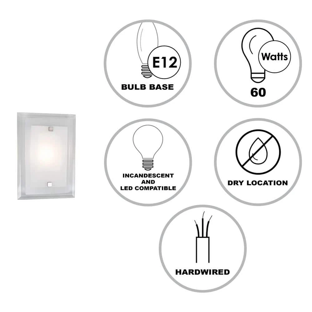 Norfolk 1-Light Polished Chrome Wall Sconce Light Fixture with Frosted Glass Shade by Bel Air Lighting 4 Norfolk 1-Light Polished Chrome Wall Sconce Light Fixture with Frosted Glass Shade by Bel Air Lighting - Image 2