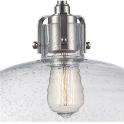 1-Light Polished Nickel Hanging Kitchen Pendant Light with Seeded Glass Dome Shade by Bel Air Lighting -GlowNest Shop polished nickel bel air lighting chandeliers pnd 2069 pn 4f 1000