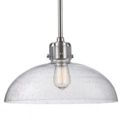 1-Light Polished Nickel Hanging Kitchen Pendant Light with Seeded Glass Dome Shade by Bel Air Lighting -GlowNest Shop polished nickel bel air lighting chandeliers pnd 2069 pn c3 1000