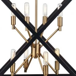 Ackerman 8-Light Oil Rubbed Bronze and Antique Brass Hanging Kitchen Pendant Light with Metal Shade by Bel Air Lighting -GlowNest Shop rubbed oil bronze and antique brass bel air lighting chandeliers 71058 rob ab 4f 1000