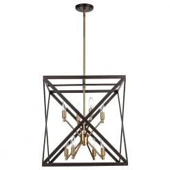 Ackerman 8-Light Oil Rubbed Bronze and Antique Brass Hanging Kitchen Pendant Light with Metal Shade by Bel Air Lighting -GlowNest Shop rubbed oil bronze and antique brass bel air lighting chandeliers 71058 rob ab c3 1000