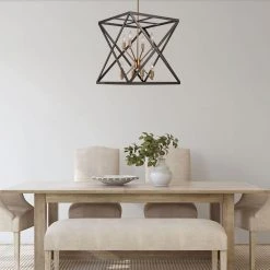 Ackerman 8-Light Oil Rubbed Bronze and Antique Brass Hanging Kitchen Pendant Light with Metal Shade by Bel Air Lighting -GlowNest Shop rubbed oil bronze and antique brass bel air lighting chandeliers 71058 rob ab e1 1000