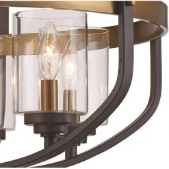 6-Light Oil Rubbed Bronze and Antique Gold Hanging Kitchen Pendant Light with Metal and Clear Glass Shades by Bel Air Lighting -GlowNest Shop rubbed oil bronze and antique gold bel air lighting chandeliers 10986 rob ag 1f 1000