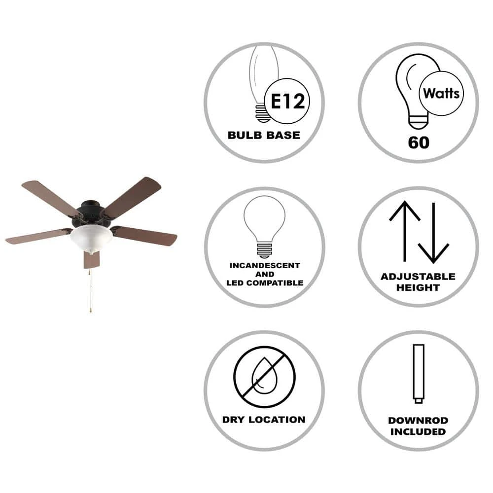 Solana 52 in. Indoor Oil Rubbed Bronze Ceiling Fan with Light Kit and Reversible Blades by Bel Air Lighting 4 Solana 52 in. Indoor Oil Rubbed Bronze Ceiling Fan with Light Kit and Reversible Blades by Bel Air Lighting - Image 2