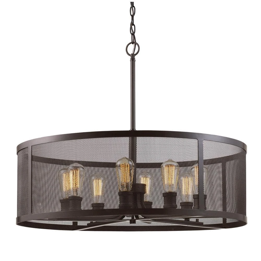 Mesh 30 in. 8-Light Oil Rubbed Bronze Hanging Kitchen Pendant Light with Metal Shade by Bel Air Lighting 3 Mesh 30 in. 8-Light Oil Rubbed Bronze Hanging Kitchen Pendant Light with Metal Shade by Bel Air Lighting