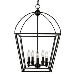 Agnew 5-Light Oil Rubbed Bronze Hanging Kitchen Pendant Light with Metal Shade by Bel Air Lighting -GlowNest Shop rubbed oil bronze bel air lighting chandeliers 10815 rob 4f 1000