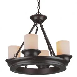 4-Light Oil Rubbed Bronze Candle Chandelier for Dining Room with Frosted Glass by Bel Air Lighting