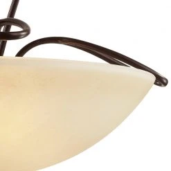 3-Light Oil Rubbed Bronze Shaded Hanging Kitchen Pendant Light with Amber Tea Stained Glass by Bel Air Lighting -GlowNest Shop rubbed oil bronze bel air lighting chandeliers 70378 rob 1f 1000