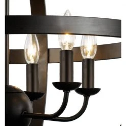 Laurence 6-Light Oil Rubbed Bronze Hanging Kitchen Pendant Light with Metal Shade by Bel Air Lighting -GlowNest Shop rubbed oil bronze bel air lighting chandeliers 70596 rob 1f 1000