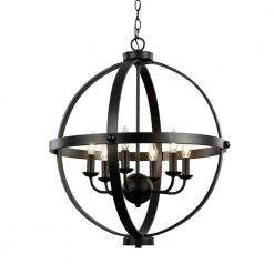 Laurence 6-Light Oil Rubbed Bronze Hanging Kitchen Pendant Light with Metal Shade by Bel Air Lighting