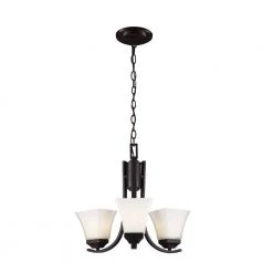 Cameo 3-Light Oil Rubbed Bronze Chandelier for Dining Room with Frosted Glass Shades by Bel Air Lighting