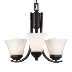 Cameo 3-Light Oil Rubbed Bronze Chandelier for Dining Room with Frosted Glass Shades by Bel Air Lighting -GlowNest Shop rubbed oil bronze bel air lighting chandeliers 70646 rob c3 1000